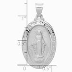 14K White Gold Polished/Satin Miraculous Medal Hollow Pendant - Product Photo