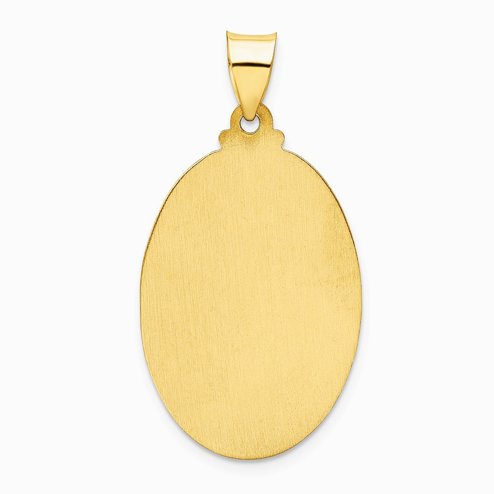 14K Yellow Gold Polished and Satin St Christopher Medal Hollow Pendant - Product Photo