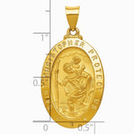14K Yellow Gold Polished and Satin St Christopher Medal Hollow Pendant - Product Photo