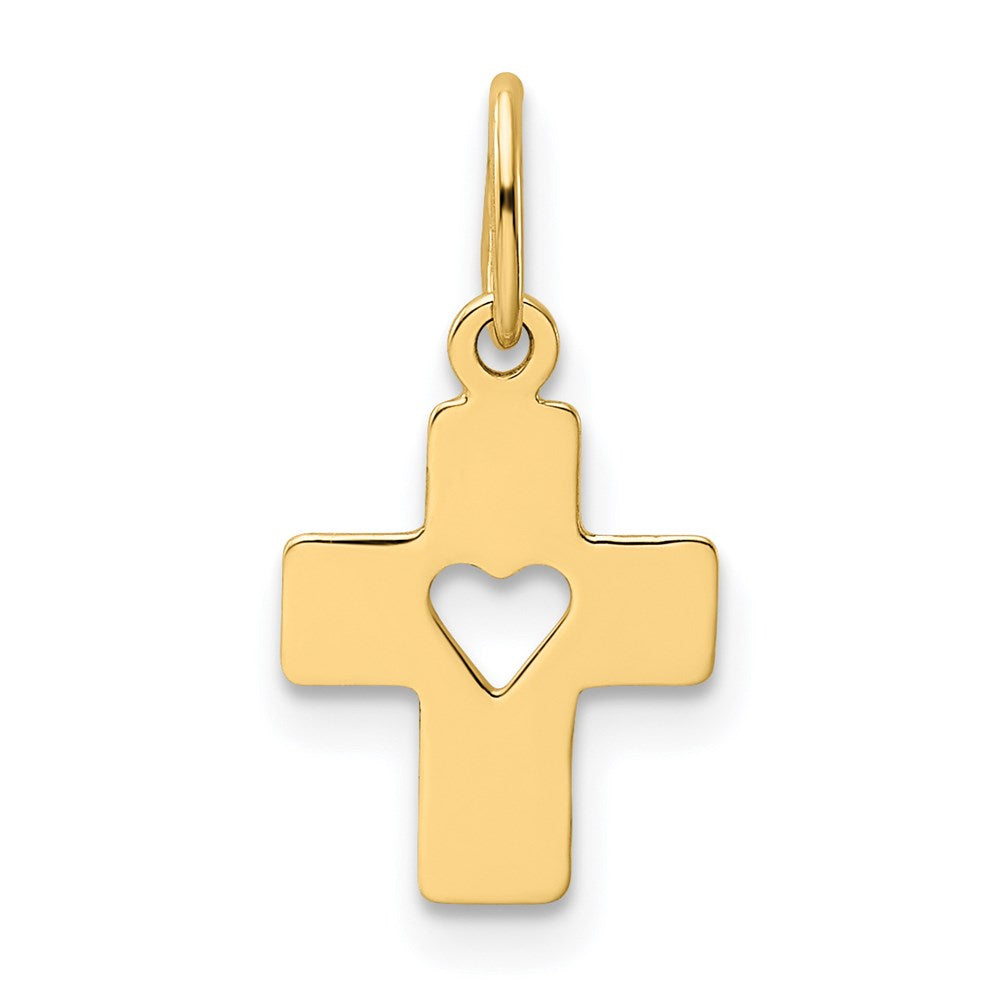 14k Polished Cross with Heart Pendant - Product Photo
