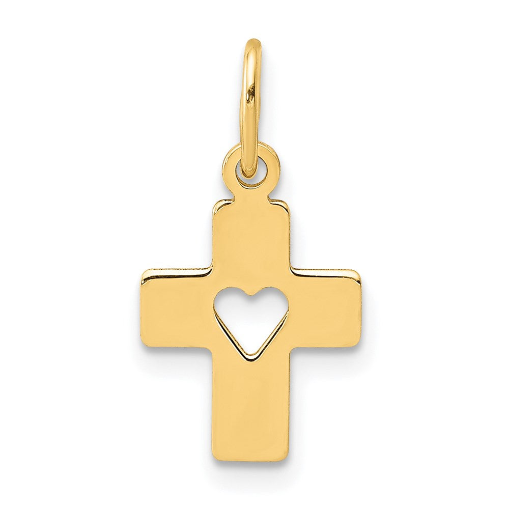 14k Polished Cross with Heart Pendant - Product Photo