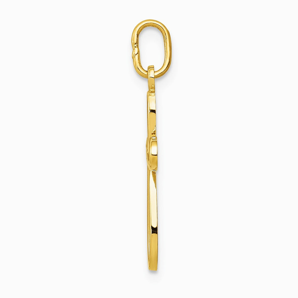 10K / 14K Yellow Gold Polished Cross Pendant - Product Photo