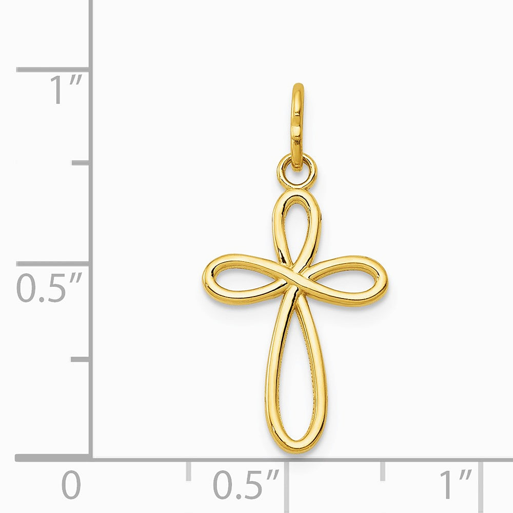 10K / 14K Yellow Gold Polished Cross Pendant - Product Photo