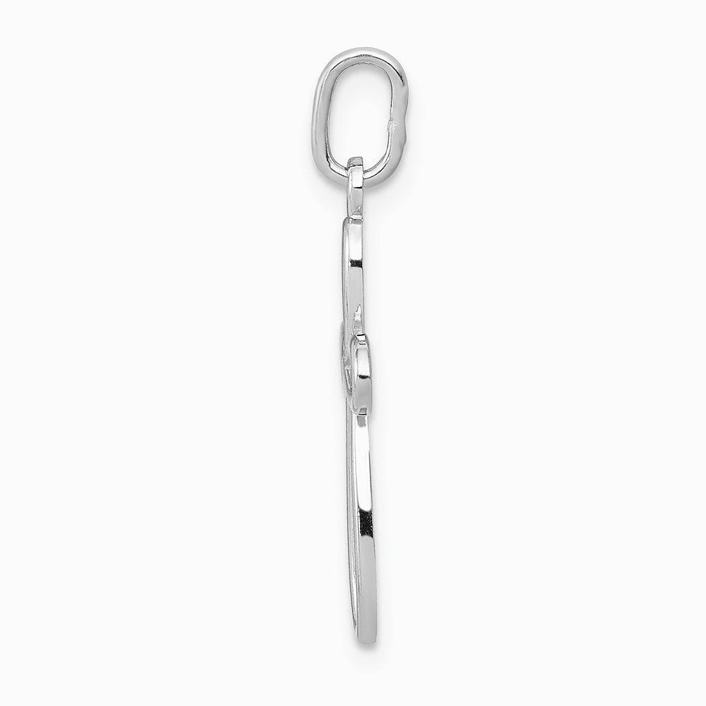 10K / 14K White Gold Polished Small Ribbon Cross Pendant - Product Photo