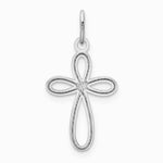 10K / 14K White Gold Polished Small Ribbon Cross Pendant - Product Photo