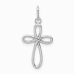 10K / 14K White Gold Polished Small Ribbon Cross Pendant - Product Photo