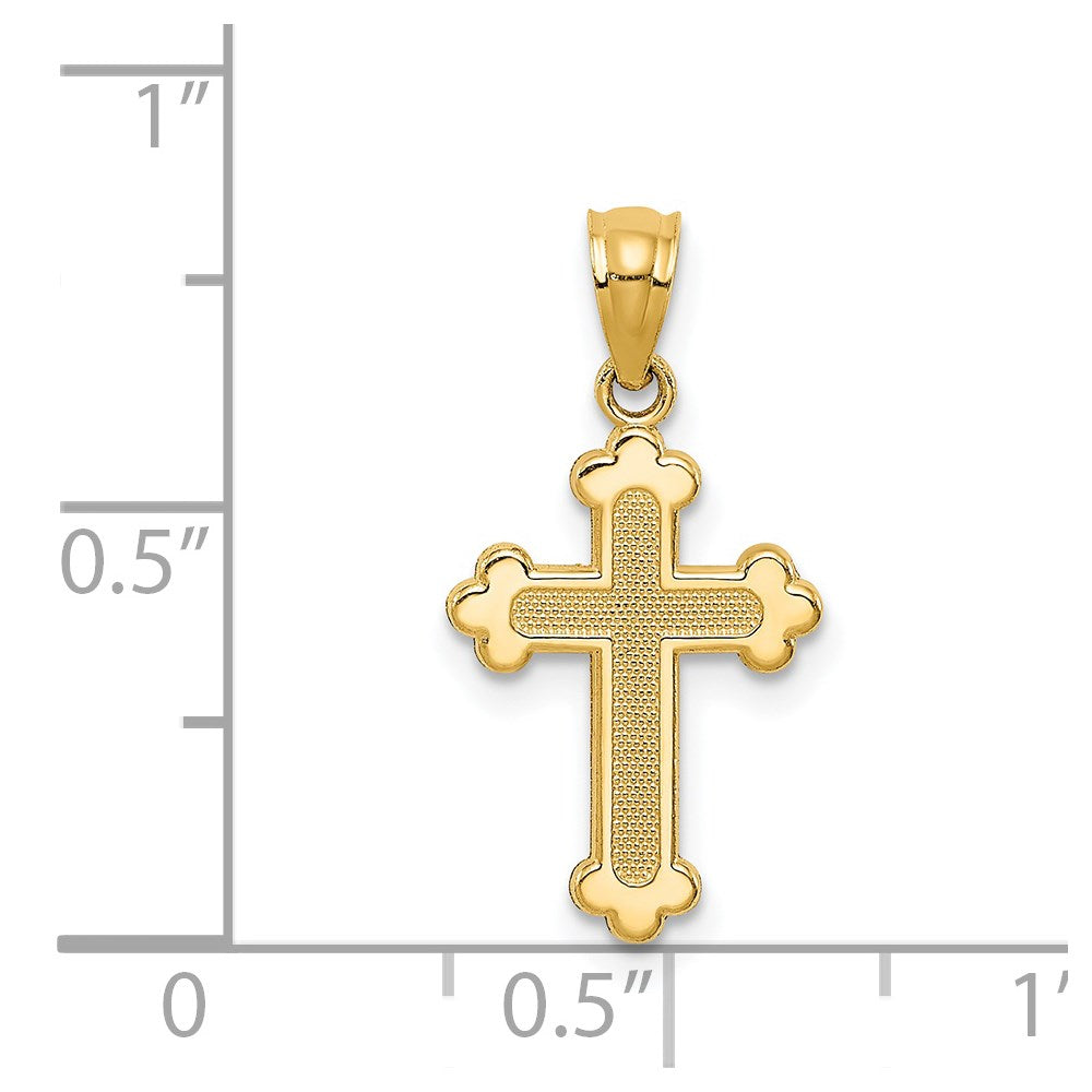 14k Gold Polished Small Budded Cross - Product Photo