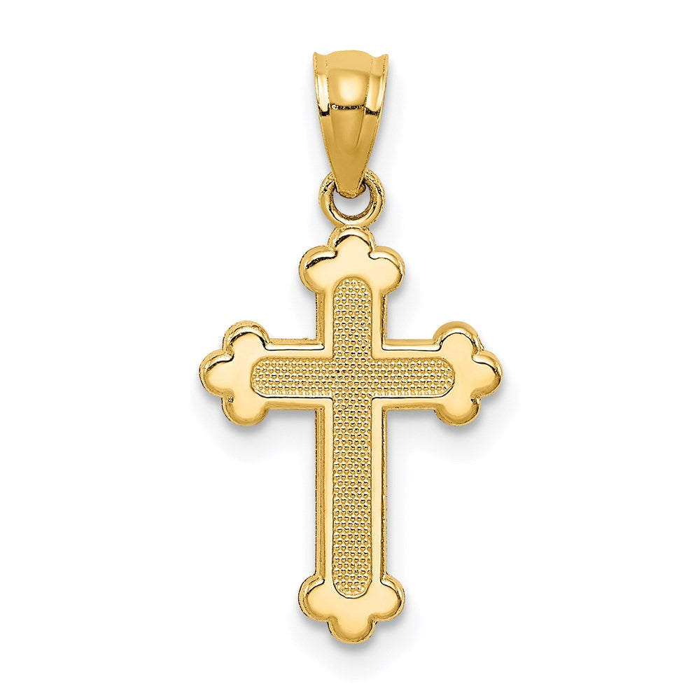 14k Gold Polished Small Budded Cross - Product Photo