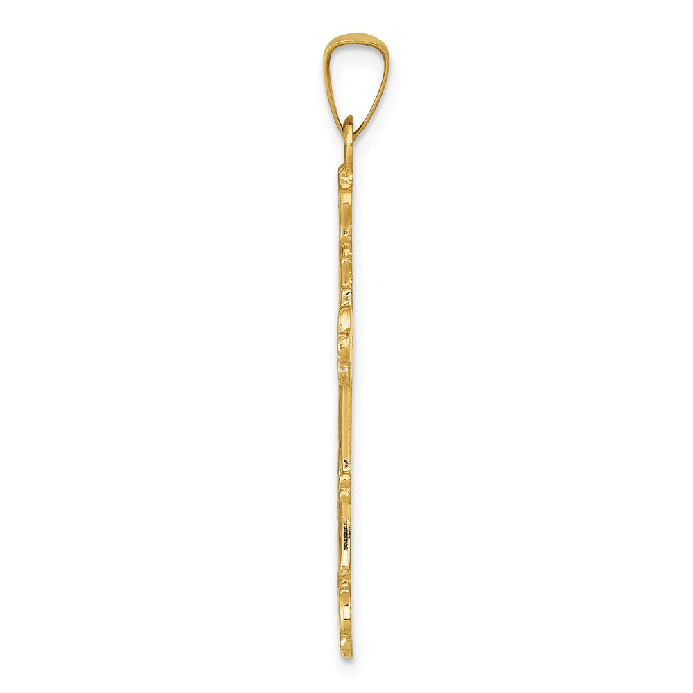 14K Yellow Gold Polished Budded Cross Pendant - Product Photo