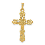 14K Yellow Gold Polished Budded Cross Pendant - Product Photo