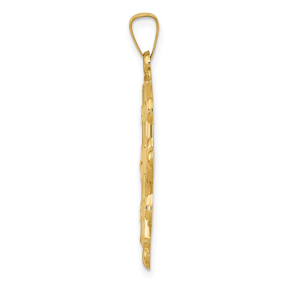 14K Yellow Gold Polished Jerusalem Cross Pendant - Product Photo