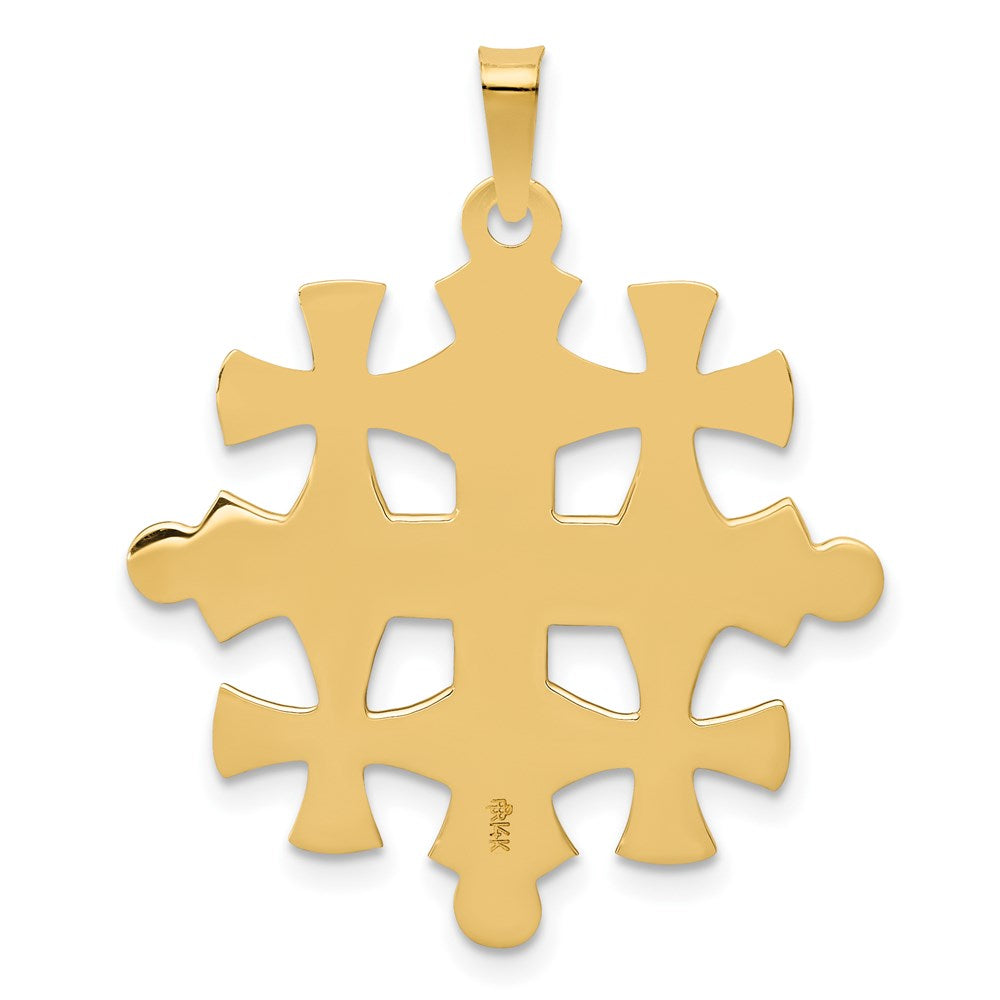 14K Yellow Gold Polished Jerusalem Cross Pendant - Product Photo