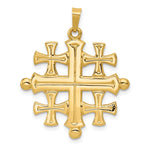 14K Yellow Gold Polished Jerusalem Cross Pendant - Product Photo