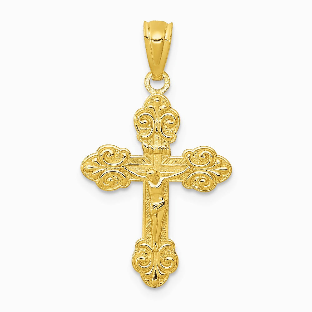 14K Yellow Gold Gold Polished INRI Small Crucifix Pendant