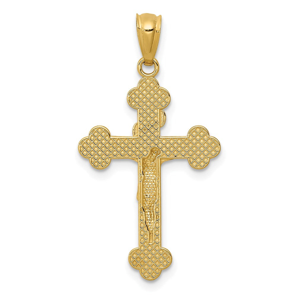 14k Gold Polished INRI Medium Crucifix Pendant - Product Photo