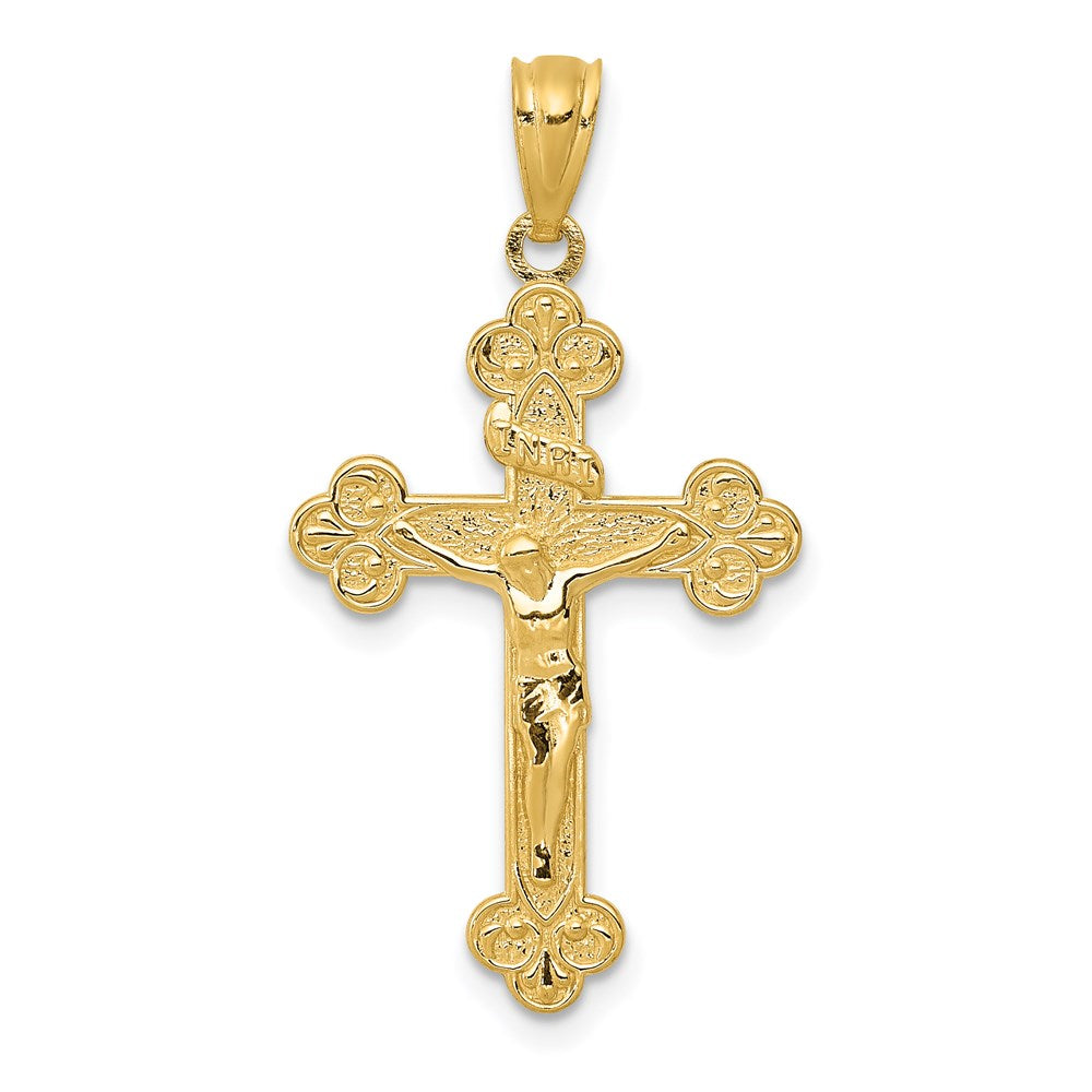 14K Yellow Gold Gold Polished INRI Medium Crucifix Pendant