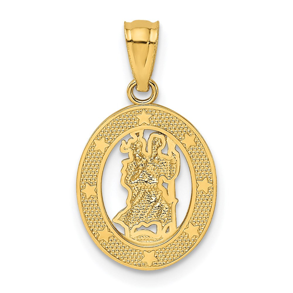 14k Gold Polished St Christopher Pendant - Product Photo