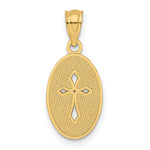 14k Gold Polished Small Cross Medal Pendant - Product Photo