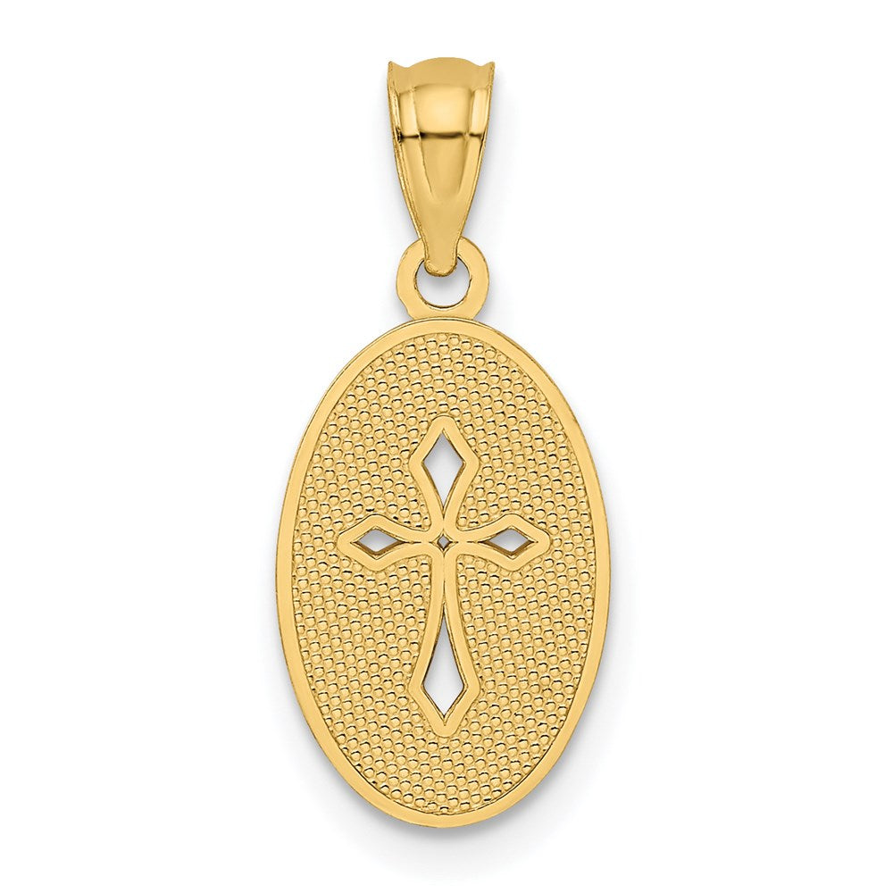 14k Gold Polished Small Cross Medal Pendant - Product Photo