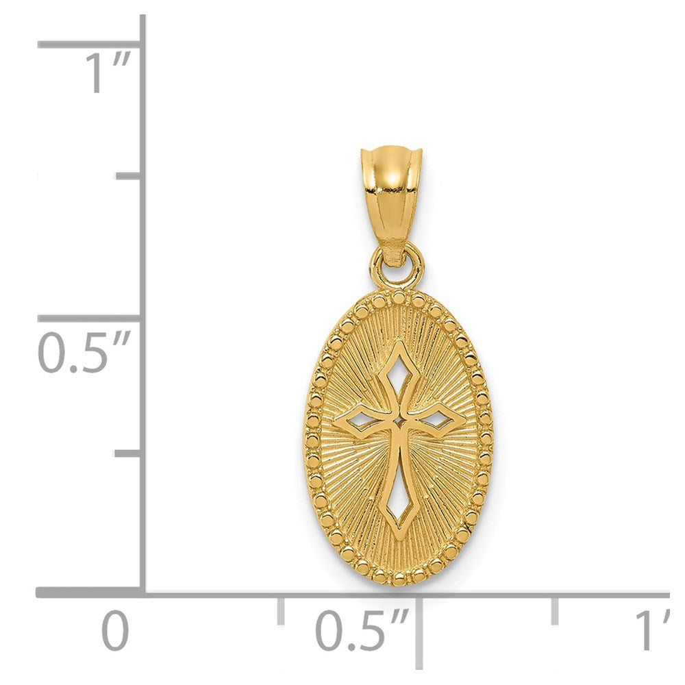 14k Gold Polished Small Cross Medal Pendant - Product Photo