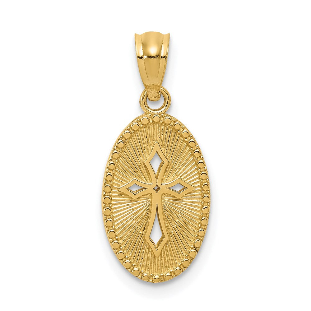 14K Yellow Gold Gold Polished Small Cross Medal Pendant