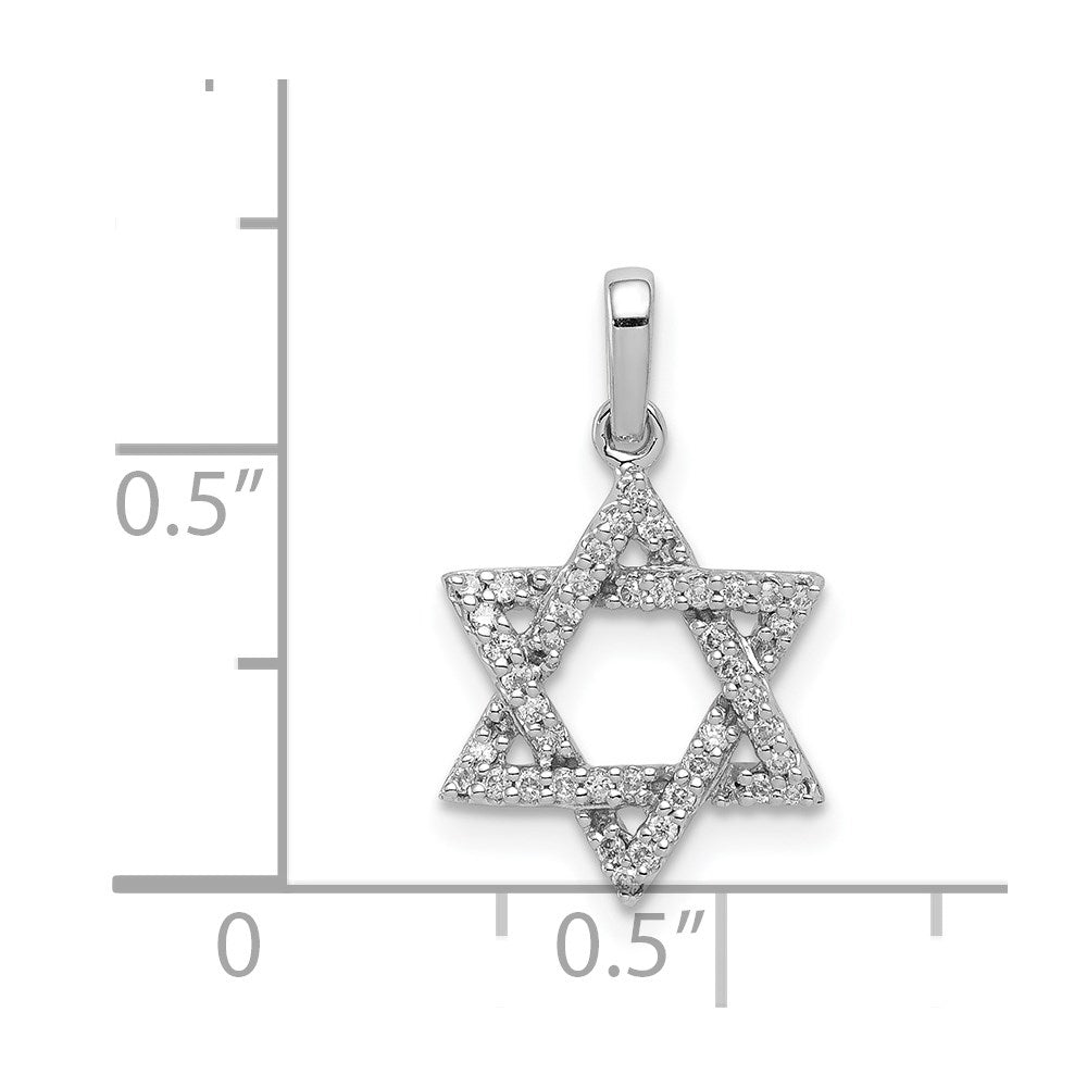 14k White Gold Diamond Star of David Pendant - Product Photo