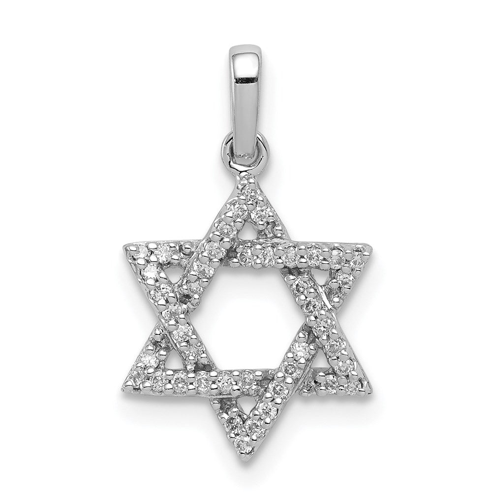 14k White Gold Diamond Star of David Pendant - Product Photo