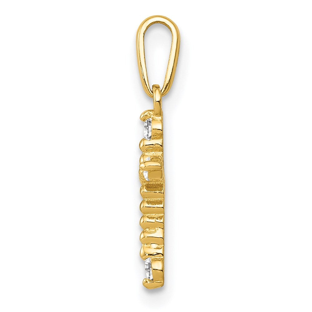 14k Polished Beaded CZ Cross Charm - Product Photo