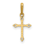 14k Polished Beaded CZ Cross Charm - Product Photo