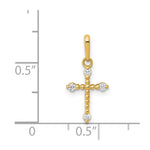 14k Polished Beaded CZ Cross Charm - Product Photo