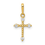 14k Polished Beaded CZ Cross Charm - Product Photo