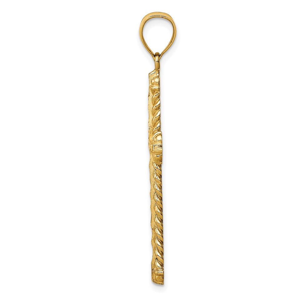 14K Yellow Gold Diamond-cut Cross Pendant - Product Photo