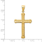 14K Yellow Gold Diamond-cut Cross Pendant - Product Photo