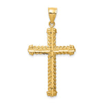 14K Yellow Gold Diamond-cut Cross Pendant - Product Photo
