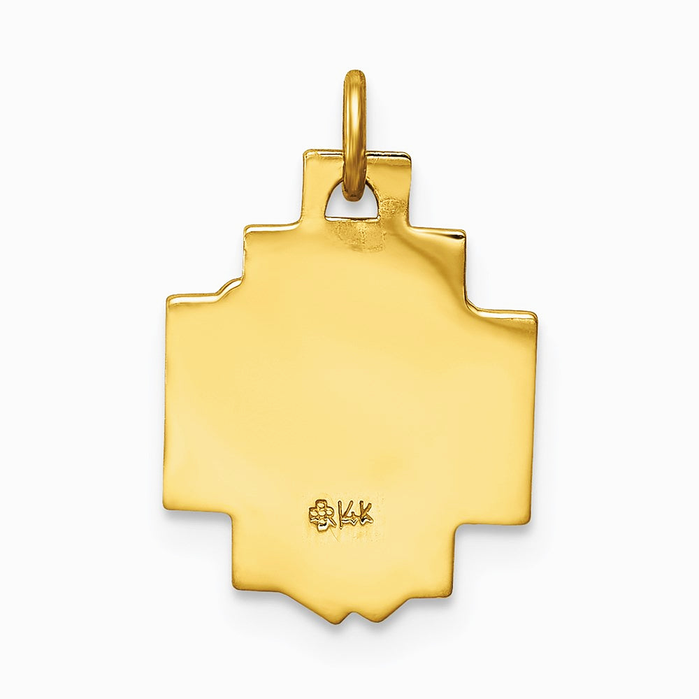 14K Yellow Gold Hollow Polished/Satin Small Jesus Cross Medal - Product Photo