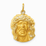 14K Yellow Gold Hollow Polished/Satin Medium Jesus Medal - Product Photo
