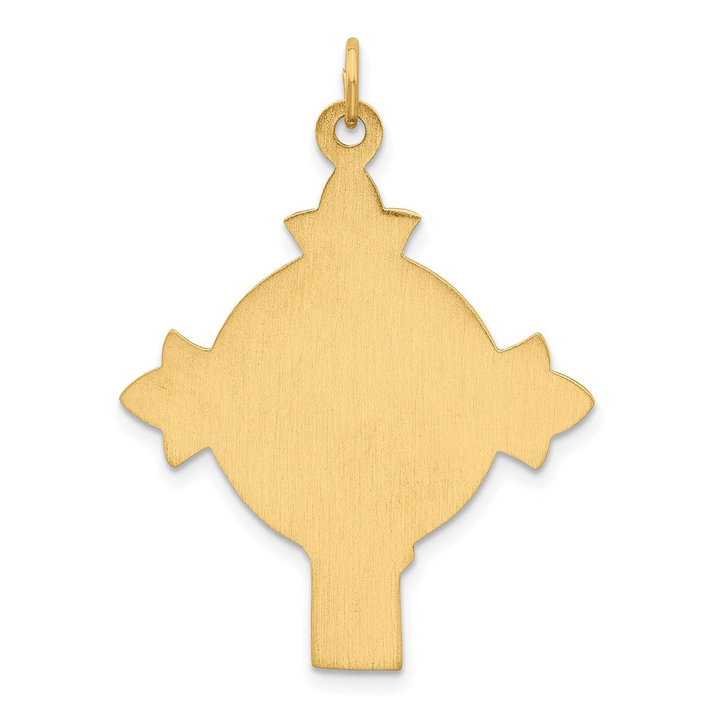 14K Yellow Gold Hollow Polished/Satin Medium Jesus Medal Cross - Product Photo