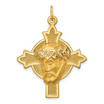 14K Yellow Gold Hollow Polished/Satin Medium Jesus Medal Cross - Product Photo