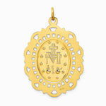 14K Yellow Gold Solid Polished/Satin Fancy Pierced Oval Miraculous Medal - Product Photo