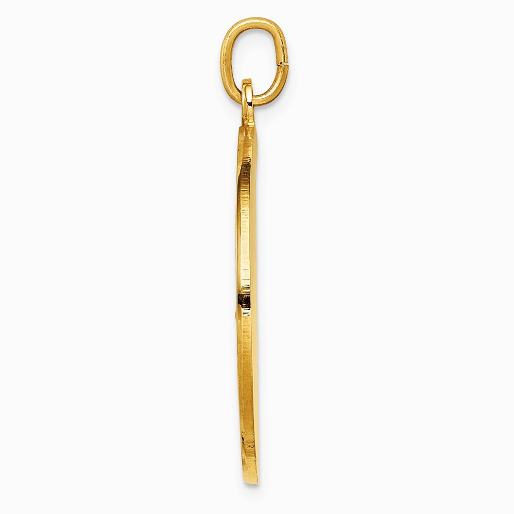 14K Yellow Gold Solid Polished/Satin Large Round St. Christopher Medal - Product Photo