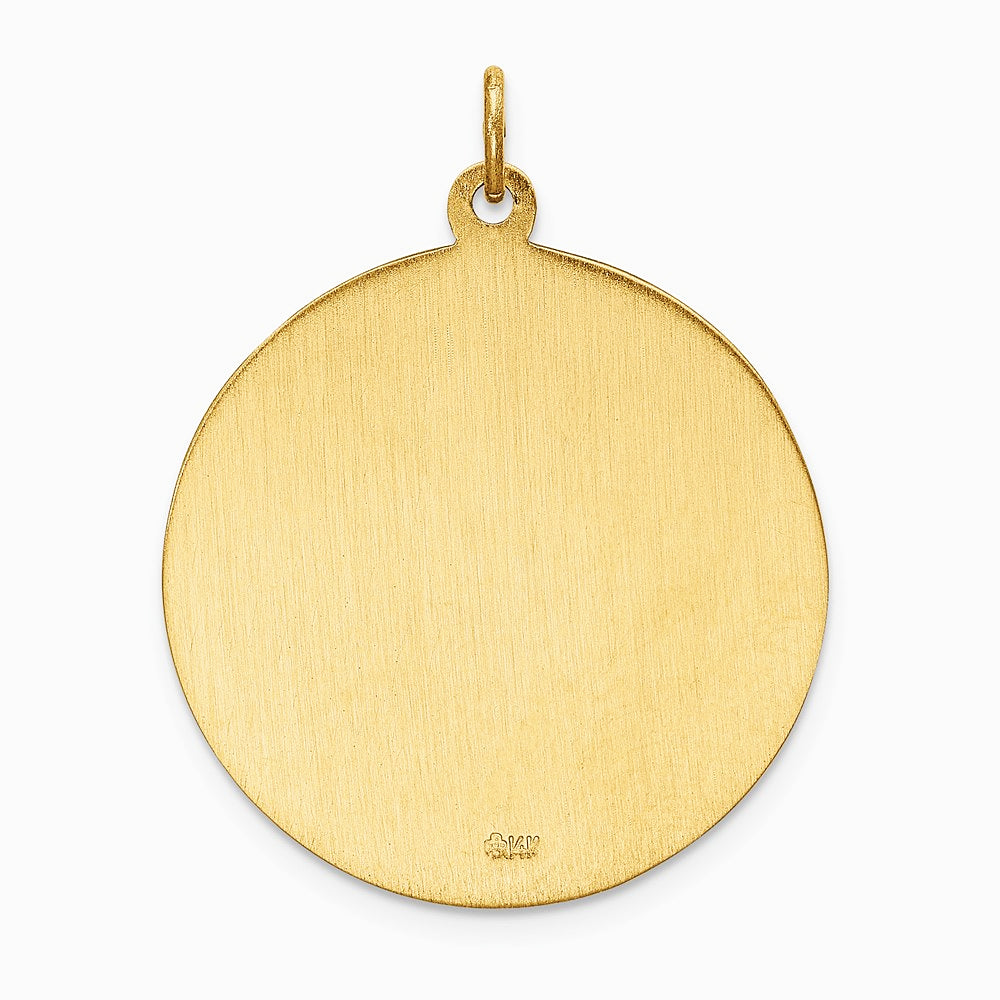 14K Yellow Gold Solid Polished/Satin Large Round St. Christopher Medal - Product Photo