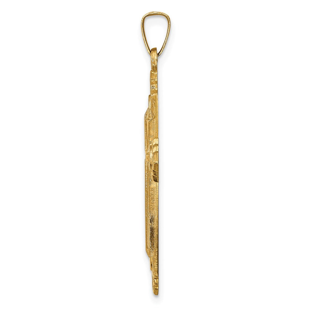 14k Hollow Polished Fleur de Lis Cross - Product Photo