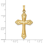 14k Hollow Polished Fleur de Lis Cross - Product Photo