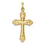 14k Hollow Polished Fleur de Lis Cross - Product Photo