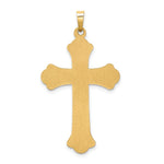 14K Yellow Gold Hollow Polished Woven Fleur de Lis Cross - Product Photo