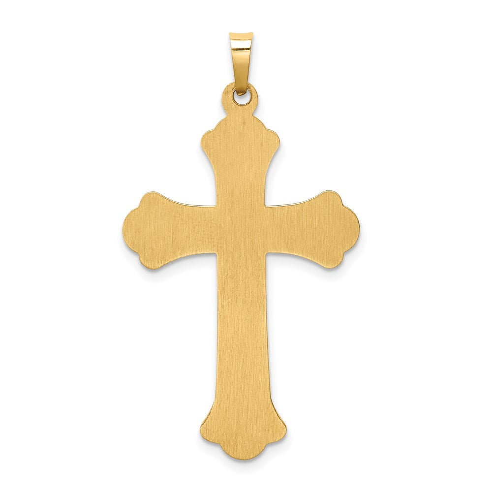 14K Yellow Gold Hollow Polished Woven Fleur de Lis Cross - Product Photo