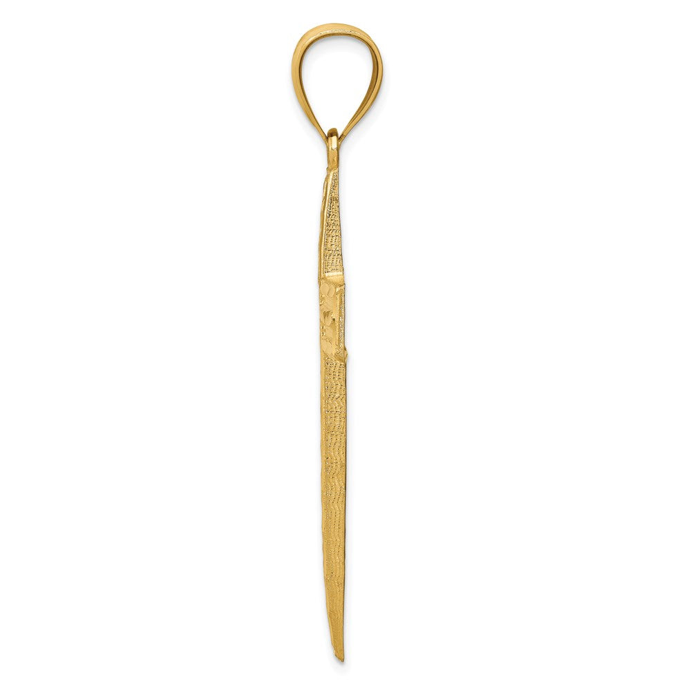 14K Yellow Gold Diamond-cut Cross Pendant - Product Photo