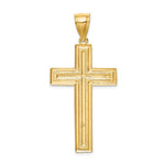 14K Yellow Gold Diamond-cut Cross Pendant - Product Photo