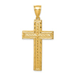 14K Yellow Gold Diamond-cut Cross Pendant - Product Photo