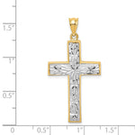 14K Two-tone Polished & Diamond-cut Cross Pendant - Product Photo